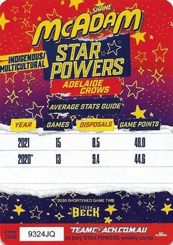 2022 AFL TeamCoach - Star Powers Silver #SP-01 Shane McAdam Back